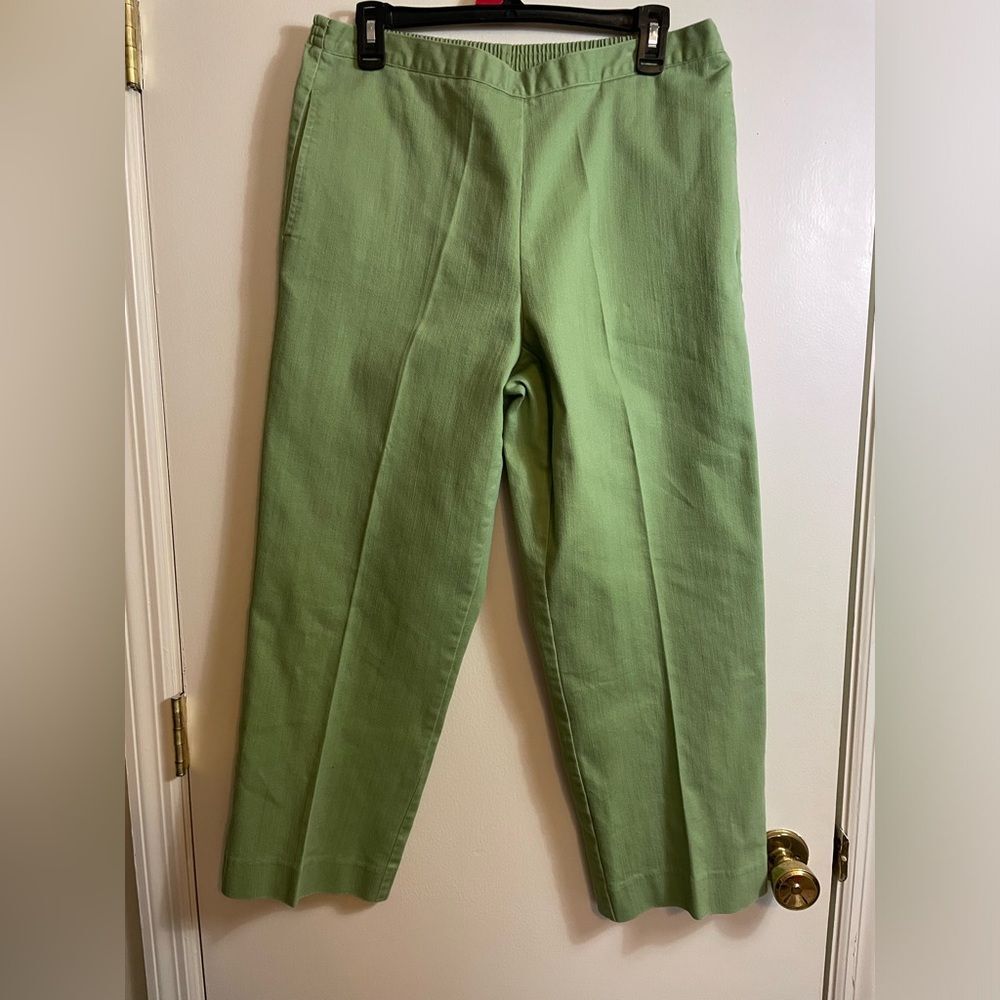Alfred Dunner Green Chinos Relaxed Fit Pull On Trousers Size 12